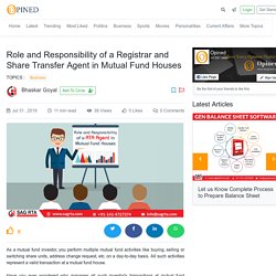 In Mutual Fund Houses Important Role Of Registrar and Transfer Agent