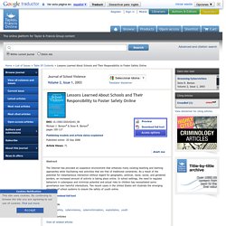 Lessons Learned About Schools and Their Responsibility to Foster Safety Online - Journal of School Violence - Volume 2, Issue 1