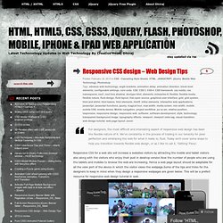 HTML, HTML5, CSS, CSS3, JQuery, Flash, Photoshop, mobile, iphone & ipad web application