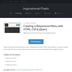 Creating a Responsive Menu with HTML, CSS & jQuery – Inspirational Pixels