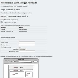 Responsive Web Design Formula for Percentage - Easy Calculator