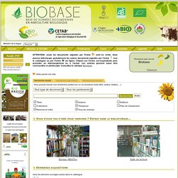 Catalogue en ligne ABioDoc - Centre National de Ressources en Agriculture Biologique