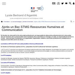 Après un Bac STMG Ressources Humaines et Communication - Lycée Bertrand d'Argentré