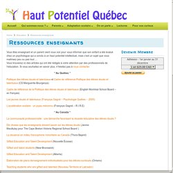 Ressources enseignants - Haut Potentiel Québec