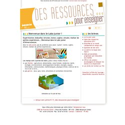 Des ressources pour enseigner, lettre d'information du CRDP de Franche-Comté: Bienvenue dans le Labo junior !