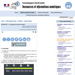 PRIMATHS : Un logiciel de calcul mental - [Ressources et informations TICE]