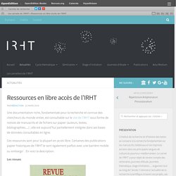 Ressources en libre accès de l’IRHT – Les carnets de l'IRHT