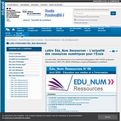 Lettre Édu_Num Ressources - L'actualité des ressources numériques pour l'École