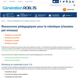 Ressources pédagogiques pour la robotique (classées par niveaux)