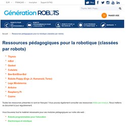 Ressources pédagogiques pour la robotique (classées par robots)