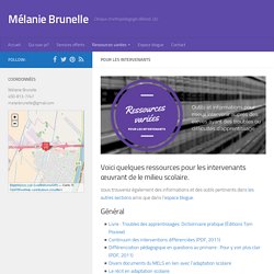 Ressources pour les intervenants - Mélanie Brunelle