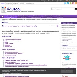 Eduscol - Ressources pour les classes Bac Pro 3 ans - réforme 2009