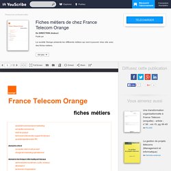 Fiches métiers de chez France Telecom Orange - DIRECTION - Ressources professionnelles