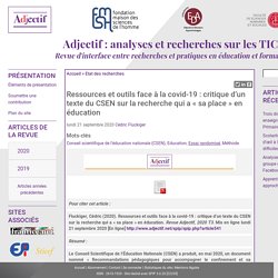 Ressources et outils face à la covid-19 : critique d’un texte du CSEN sur la recherche qui a « sa place » en éducation