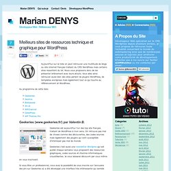 Site de ressources pour Wordpress : Plugins, templates et sécurité Wordpress par Marian DENYS