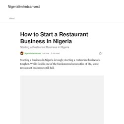 How to Start a Restaurant Business in Nigeria.