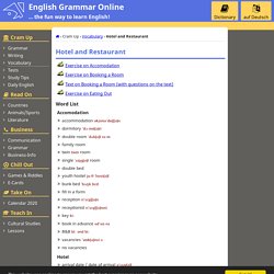 Hotel and Restaurant - English Vocabulary