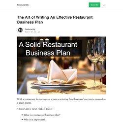 The Art of Writing An Effective Restaurant Business Plan - by Restaurantify - Restaurantify