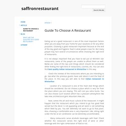 Guide To Choose A Restaurant