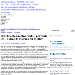 Hotels-cafés-restaurants : prévenir les 10 grands risques du métier