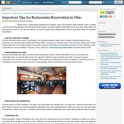 Important Tips for Restaurants Reservation in Ohio