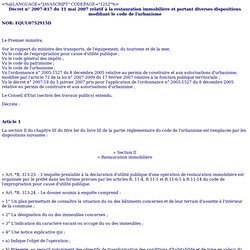Décret n° 2007-817 du 11 mai 2007 relatif à la restauration immo