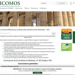 La Charte d'Athènes pour la Restauration des Monuments Historiques - 1931 - International Council on Monuments and Sites