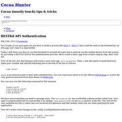 RESTful API authentication - Cocoa Hunter