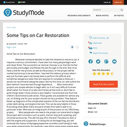 Some Tips on Car Restoration - Research Paper