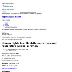 Human rights in childbirth, narratives and restorative justice: a review