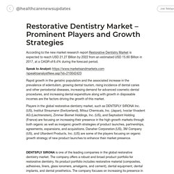 Restorative Dentistry Market – Prominent Players and Growth Strategies
