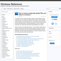 restore accidentally deleted files and folders in windows 7