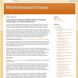 Marketresearchnews: Kidney Dialysis Equipment Market: Drivers, Restraints, Opportunities, and Threats (2020-2027)