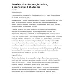 Anoxia Market : Drivers ,Restraints, Opportunities & Challenges – Telegraph