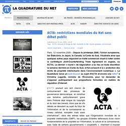 ACTA: restrictions mondiales du Net sans débat public