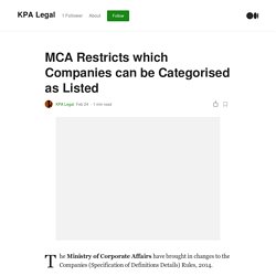 MCA Restricts which Companies can be Categorised as Listed