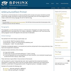 reStructuredText Primer — Sphinx v1.0.7 documentation