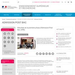 Résultats de la première phase d'Admission Post Bac (APB) - ESR : enseignementsup-recherche.gouv.fr