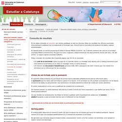Consulta de resultats. Estudiar a Catalunya. Generalitat de Catalunya