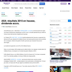 AXA: résultats 2015 en hausse, dividende accru.