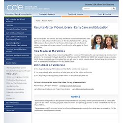 Results Matter Video Series on Early Childhood Assessment