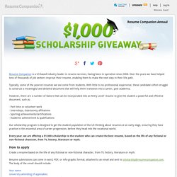 Resume Companion $1000 Scholarship - Enter Here
