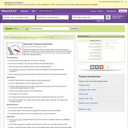 Resume Critique Checklist