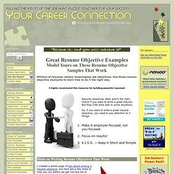 Resume Objective Examples - Top Notch Resume Objective Examples