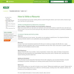 Kelly Services - How to Write a Resume