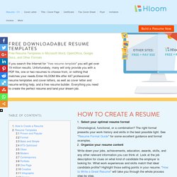 Free Resume Templates: 279 resume samples