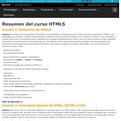 Resumen del curso HTML5