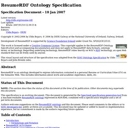 ResumeRDF Ontology Specification