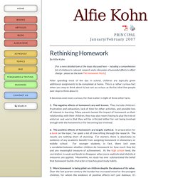 Rethinking Homework - Alfie Kohn