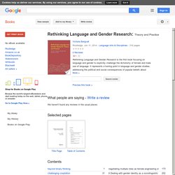 Rethinking Language and Gender Research: Theory and Practice - Victoria Bergvall